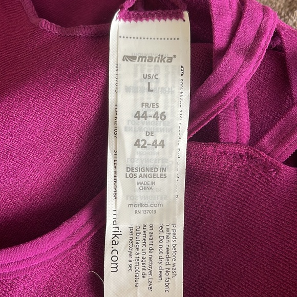 💋SALE💋 NWT Marina Sport Bra in Magenta with Removable Cups, Size L. - Picture 5 of 7